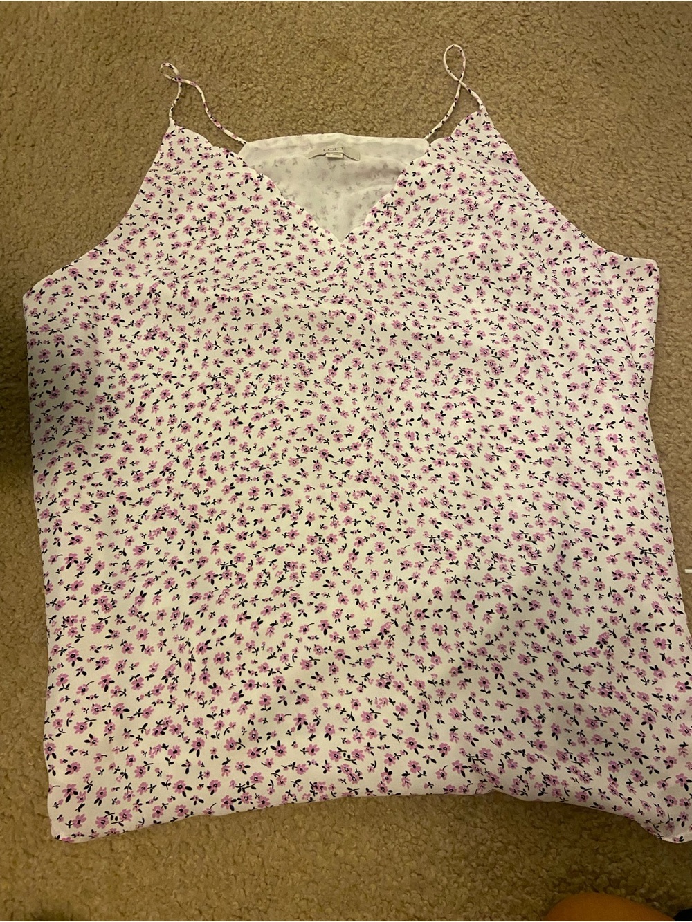 Loft Floral Print White & Pink Spaghetti Strap Women's Cami